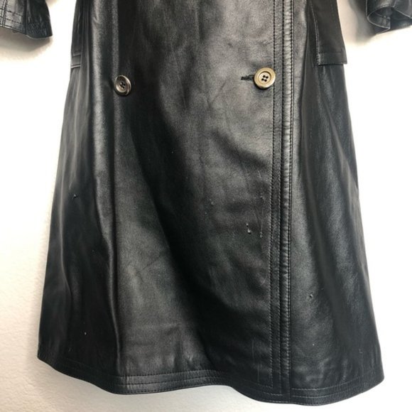 SOLD Vtg Saint Laurent Lambskin Leather Belted Black Trench Coat Sz 38 I. Magnin - Picture 7 of 14